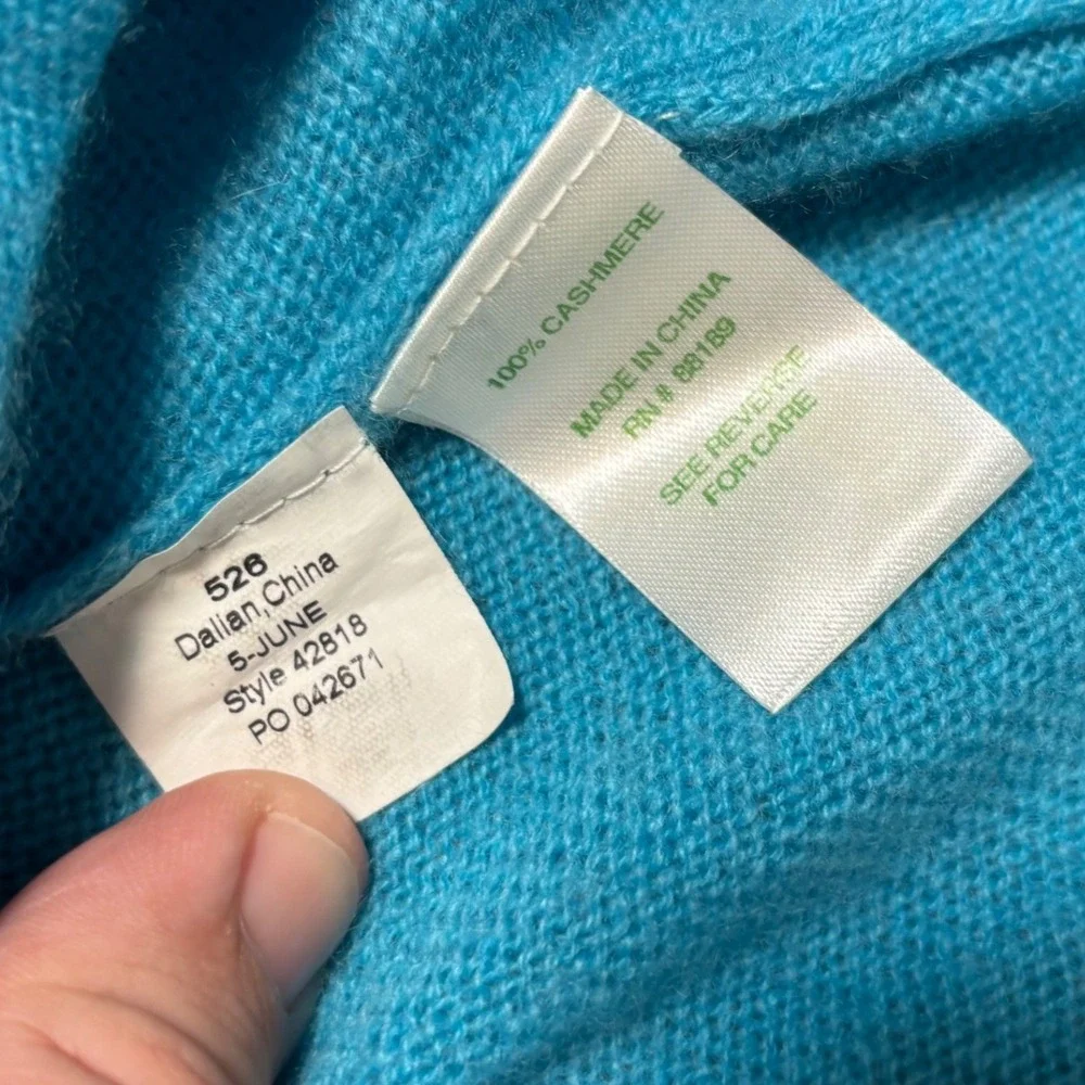 Lilly Pulitzer Turquoise 100% Cashmere Draped Open Front Cardigan Sweater XS